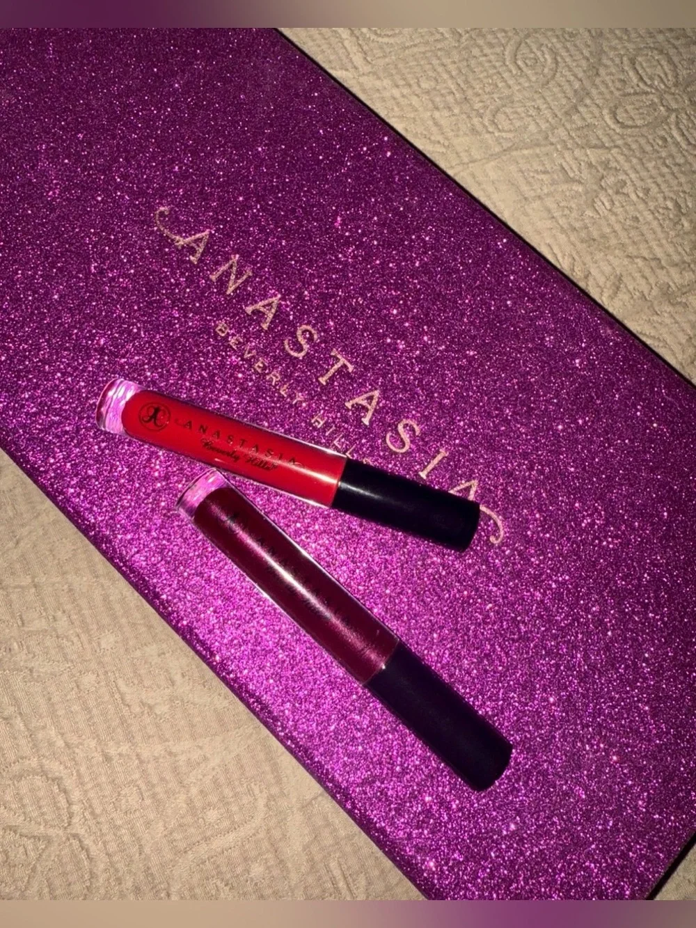2 Anastasia Beverly Hills Bundle Lipglosses in Socialite and Venom & a lip case